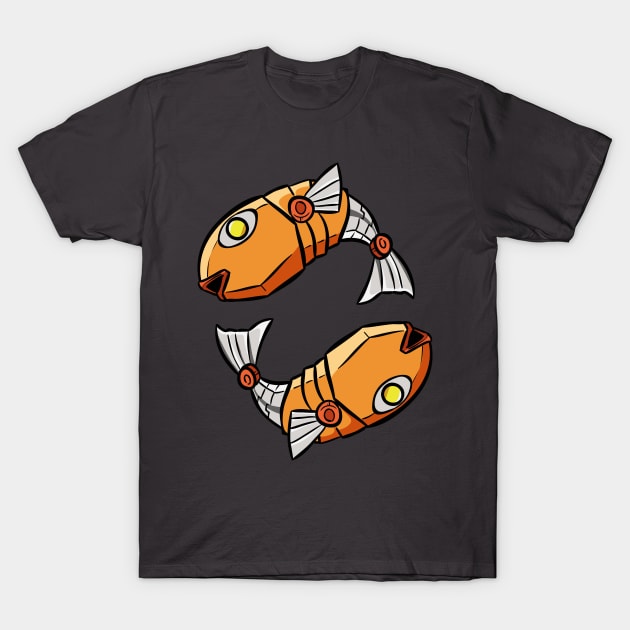 Pisces Robotic Zodiac Sign T-Shirt by wtama